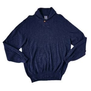 T. Harris London Mens Cashmere Sweater Size L Blue 100% Cashmere Pullover